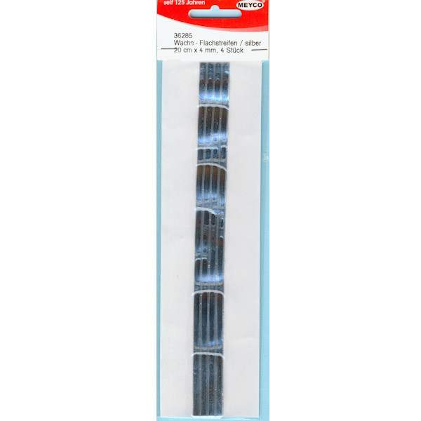 36285 Wachs Flachstreifen 200 x 4mm silber 4 Stück