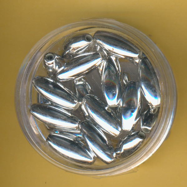 0801-14914 Wachsperlen Oliven 6x14mm silber 20 Stück
