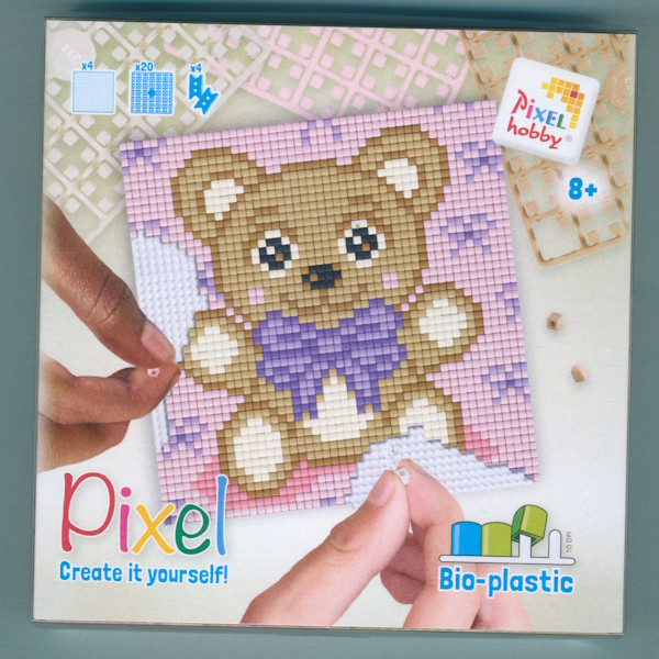 44042 Pixelhobby Set 4 kleine Basisplatten Teddybär