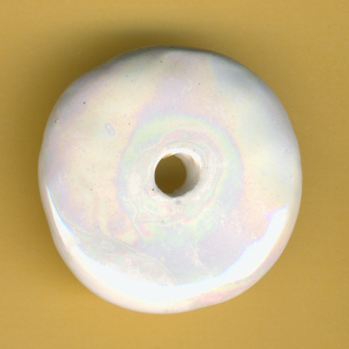 455032131 Keramikperle Donut 33mm weiß AB