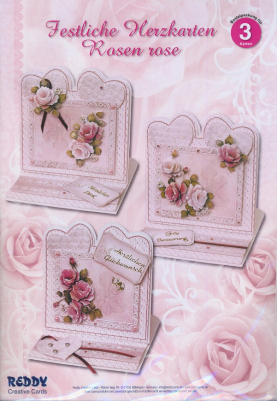 80496 Bastelset Festliche Herzkarten Rosen rose