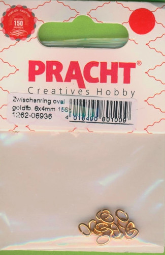 1262-06936 Zwischenringe oval 6x4mm gold 15 Stück