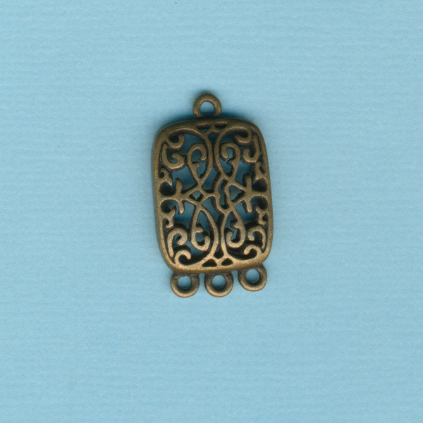 2132146 Metall Anhänger Rechteck altgold 24x14mm
