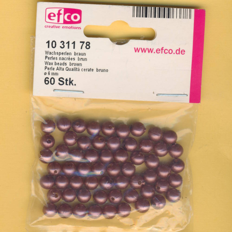 1031178 Wachsperlen 6mm braun 60 Stück
