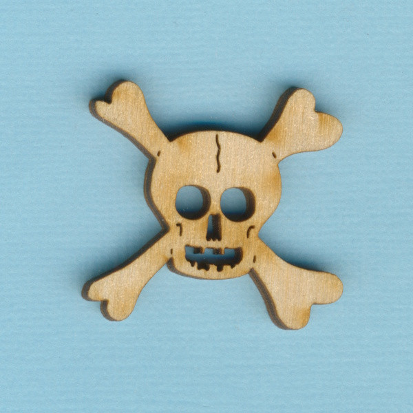 prh7803 Holz Deko Totenkopf mit Knochen 3cm