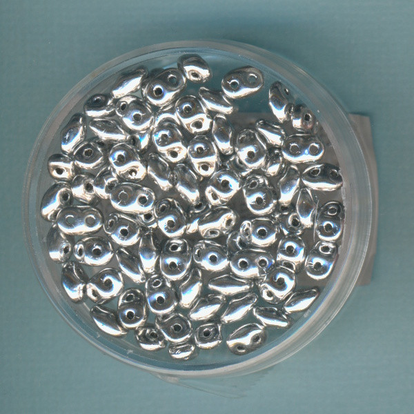 30270038 Super Duo Perlen 2,5x5mm glänzend silber metallic 6g