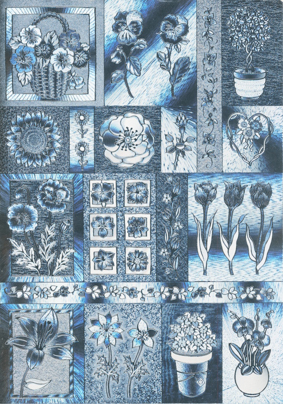 8006224 Fotokarton A4 300g Metallgravur Blumen