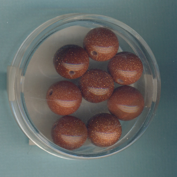 4866-10094 Halbedelsteinperle Goldfluss 10mm 8 Stück