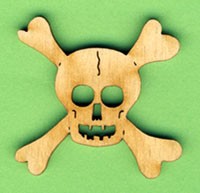 Holz-Deko Totenkopf mit Knochen 4cm