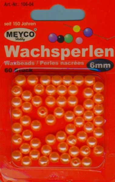 10604 Wachsperlen 6mm lachs 60 Stück