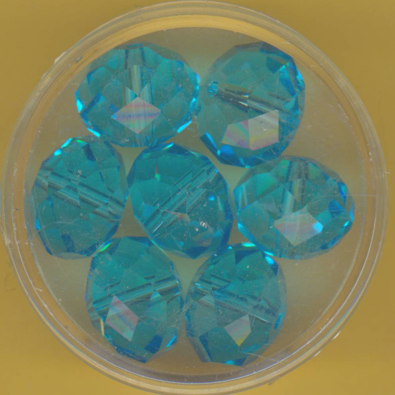 5073-14184 Glasschliffperlen Briolette 14mm aqua 7 Stück