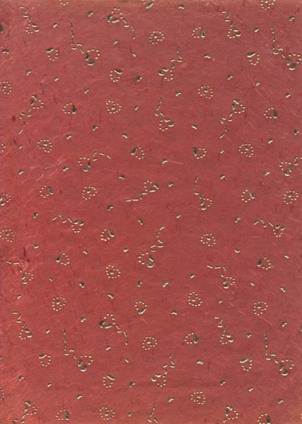 5119121 Naturpapier Strohseide mit Motiv rot gold