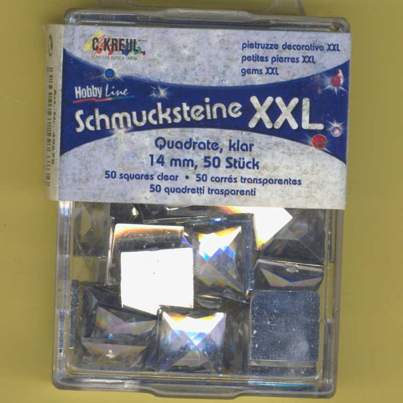 49678 Schmucksteine Quadrat 14mm klar 50 Stück