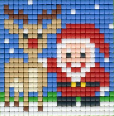 77678 Pixelhobby Set kleine Basisplatte Santa und Rudolph 1