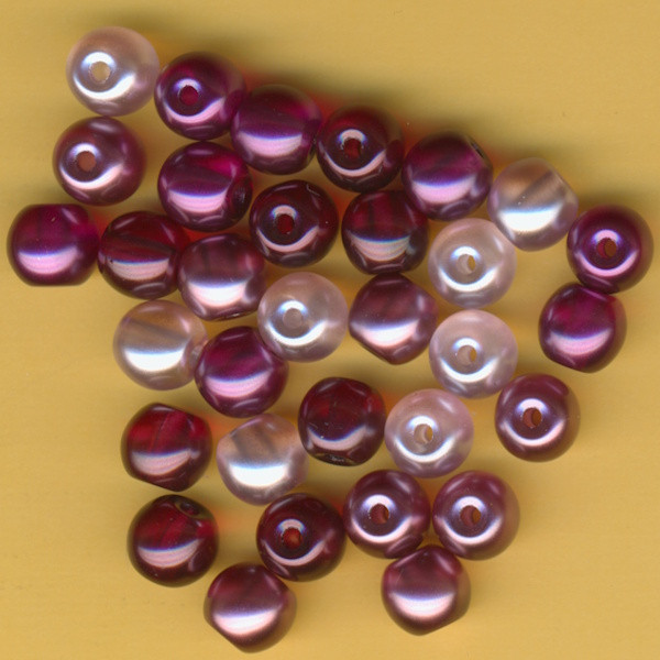 14473000 Glaswachsperlen 10mm halb-transp. lila mix 32 Stück