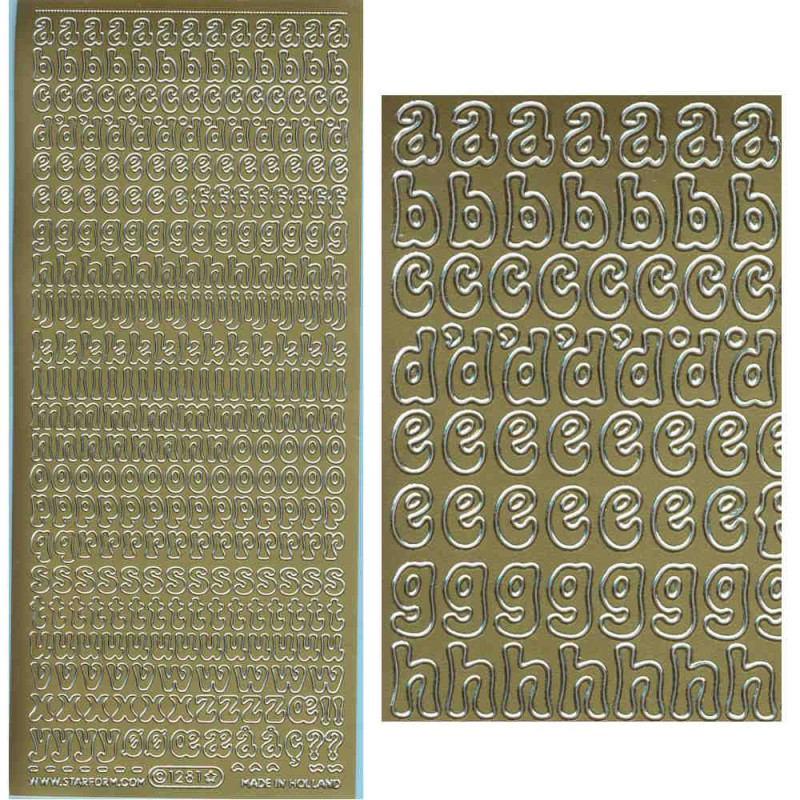 25616g Sticker kleine Buchstaben gold