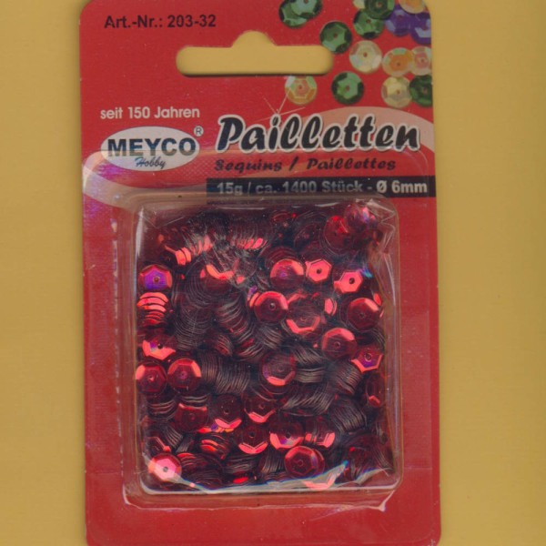 20332 Pailletten gewölbt 6mm rot 15g