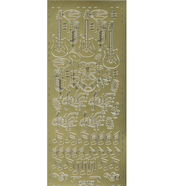 pu487g Sticker Musikinstrumente gold