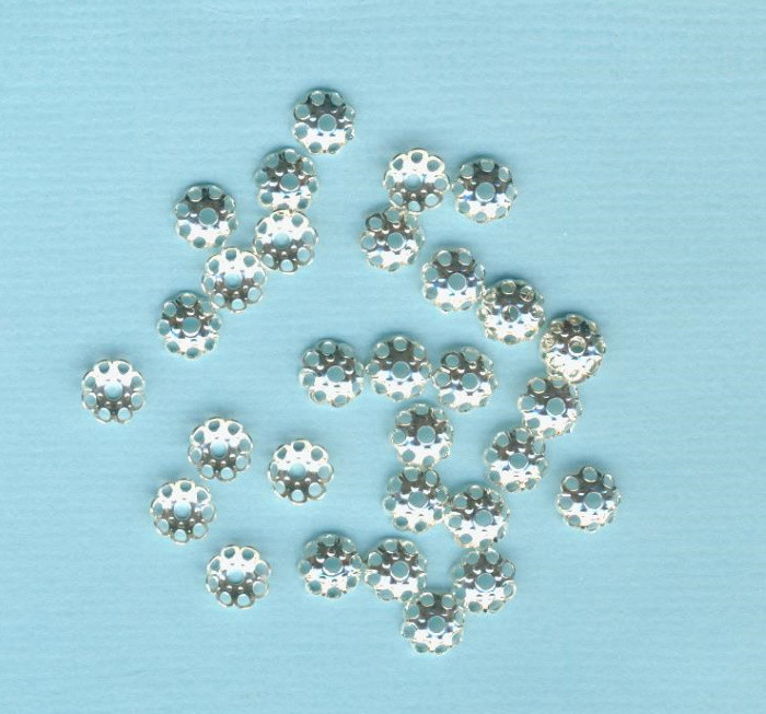 9751091 Perlkappen 6mm versilbert 30 Stück