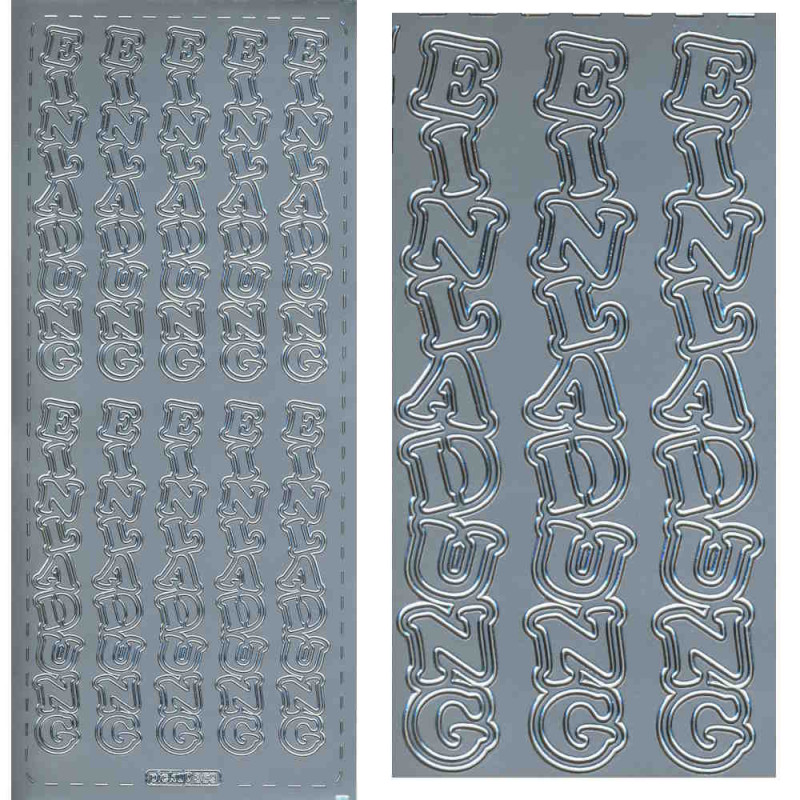 pu369s Sticker Einladung 3 silber