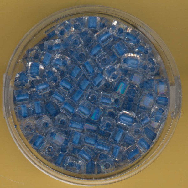 9643-174 Glasperlen Würfel 3mm blau Farbeinzug 20g