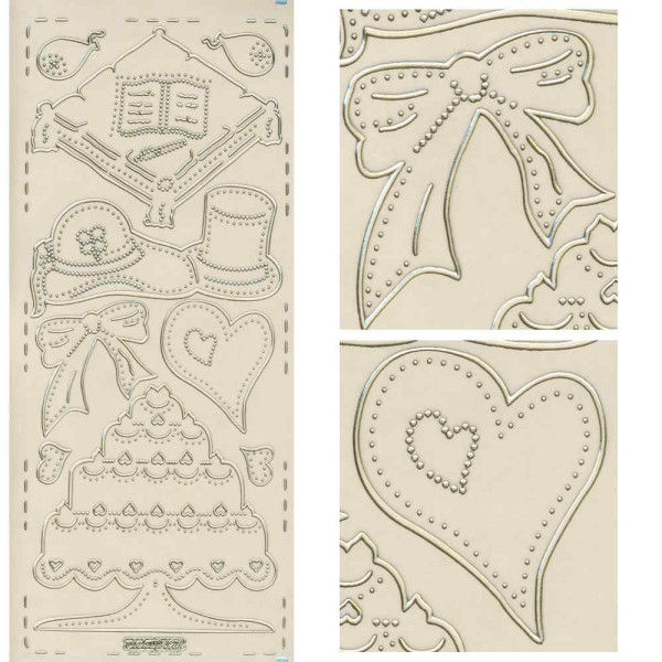pu427g Sticker Hochzeit 6 gold transparent