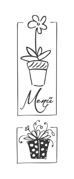 18010500 Holzstempel Menü Flowers 11,5x4,5cm