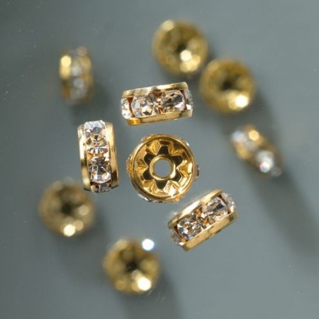 Strass-Rondell 10mm gold-kristall