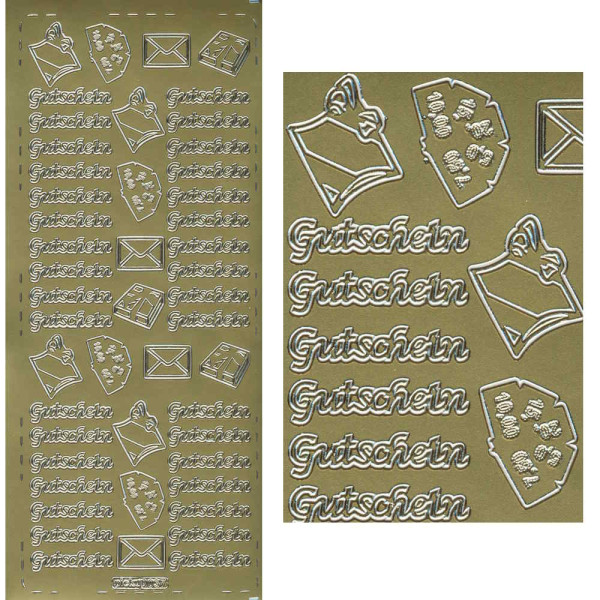 pu037g Sticker Gutschein 2 gold