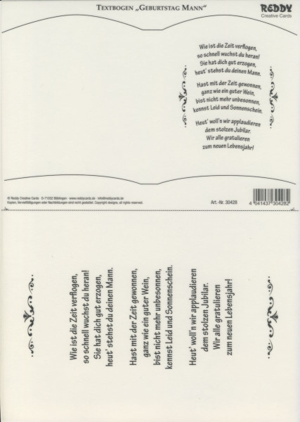 30428 Transparentpapier Bookatrix Textbogen Geburtstag Mann