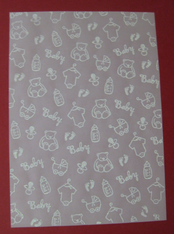76514604 Transparentpapier Baby white line glitter A4