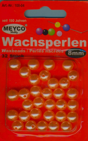 10804 Wachsperlen 8mm lachs 32 Stück