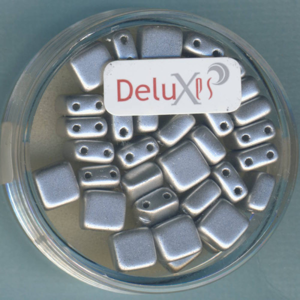 9700-06924 2 hole Square Beads Deluxes 6mm silberfarben 35 Stück