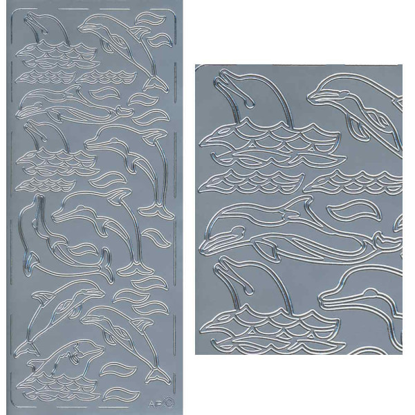 pu114s Sticker Delfine 2 silber