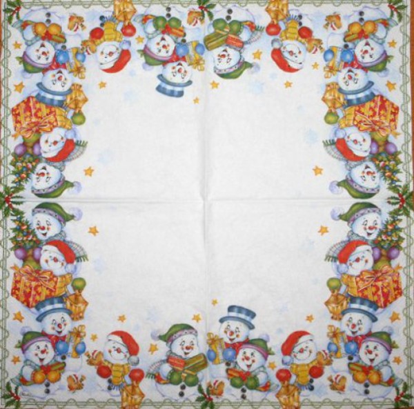 Serviette Fröhliche Schneemänner