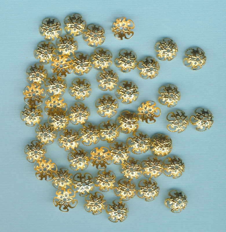 d04095 Perlkappen 10mm gold 50 Stück