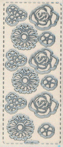 pu363si Sticker Blumen 6 silber irisierend