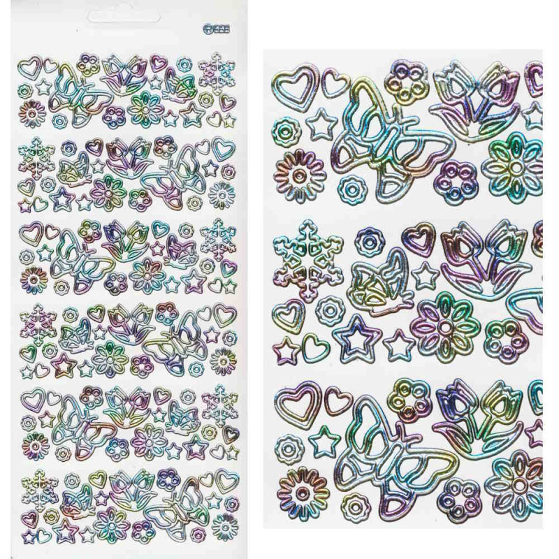 659m Sticker Schmetterlinge und Blumen multicolor