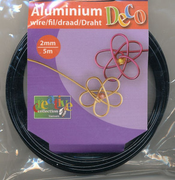 24240015 Aludraht 2mm schwarz 5m