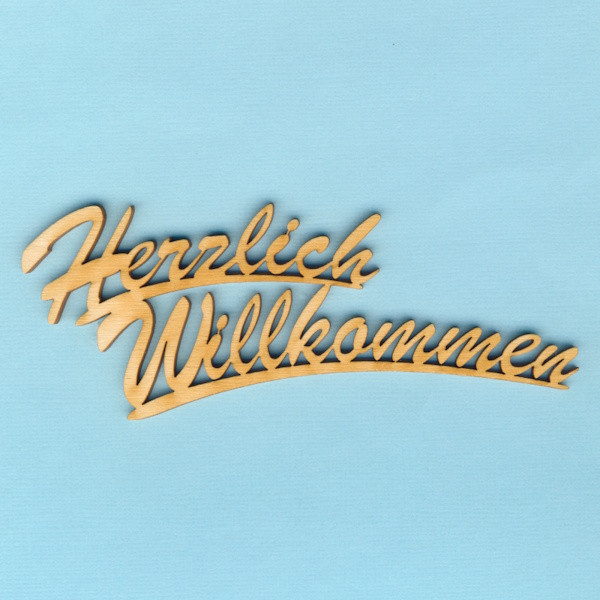szh8212 Holz Schriftzug Herzlich Willkommen 12cm