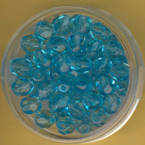 0730-06185 Glasschliffperlen 6mm aqua transparent 50 Stück