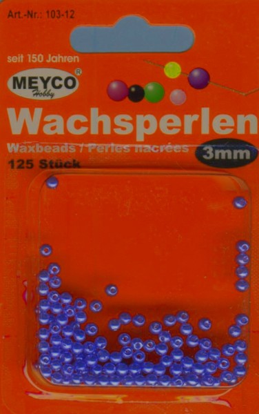 10312 Wachsperlen 3mm mittelblau 125 Stück