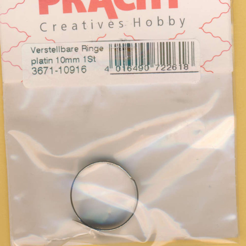 3671-10916 Verstellbarer Ring mit 10mm Platte platin