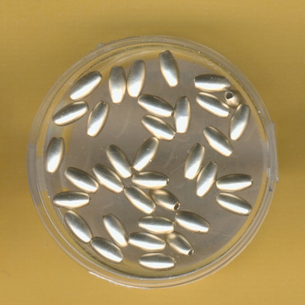 0694-06894 Wachsperlen Oliven 3x6mm silber matt 35 Stück