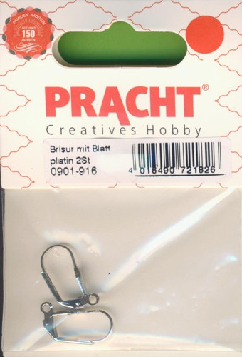 0901-916 Ohrring Brisur mit Blatt platin 2 Stück