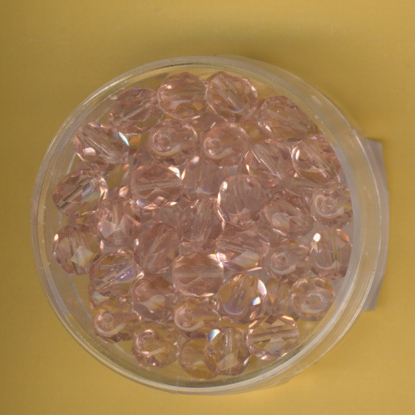 6170110 Glasschliffperlen 6mm transparent rosalin 50 Stück