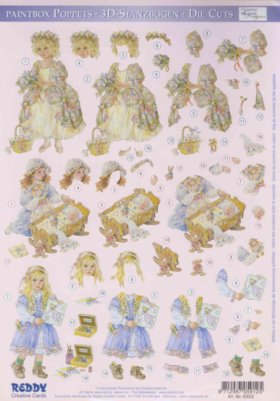 83052 3D Stanzbogen A4 Paintbox Poppets 3