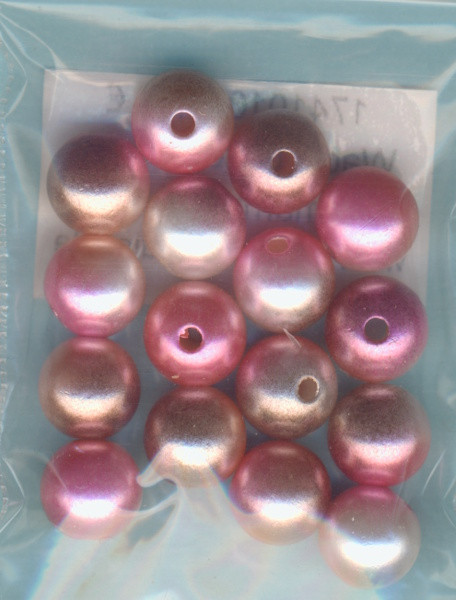 1741010 Wachsperlen 10mm rosa marmoriert 16 Stück