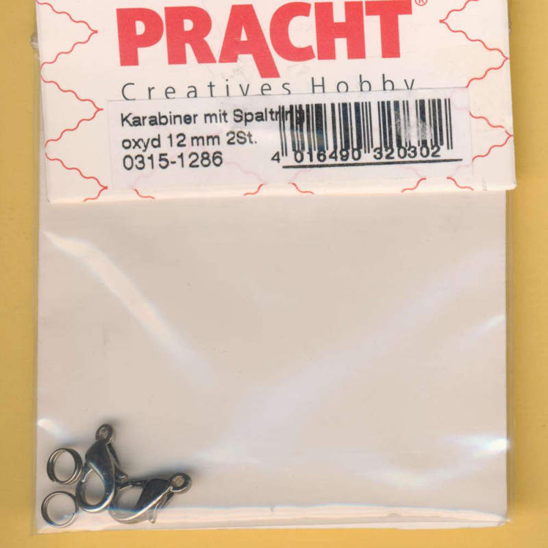 0315-1286 Karabiner mit Spaltring 12mm oxyd 2 Stück