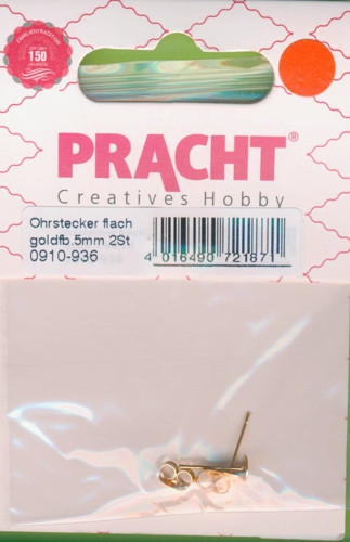 0910-936 Ohrstecker flach 5mm gold 2 Stück